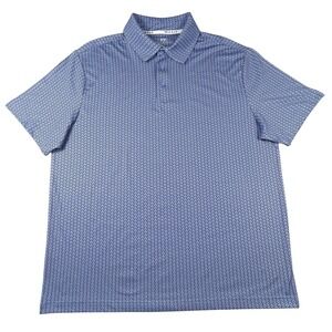 Rorie Whelan Polo Mens XL Blue Chevron Print Golf Performance Stretch Short Slv